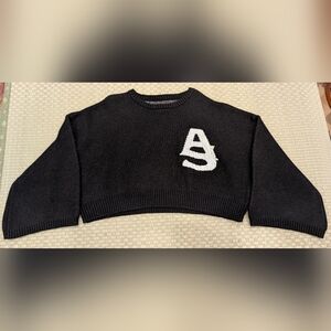 AlphaStyle Paonia Flare Sleeves Knitted Crop Sweater Women's Size Medium